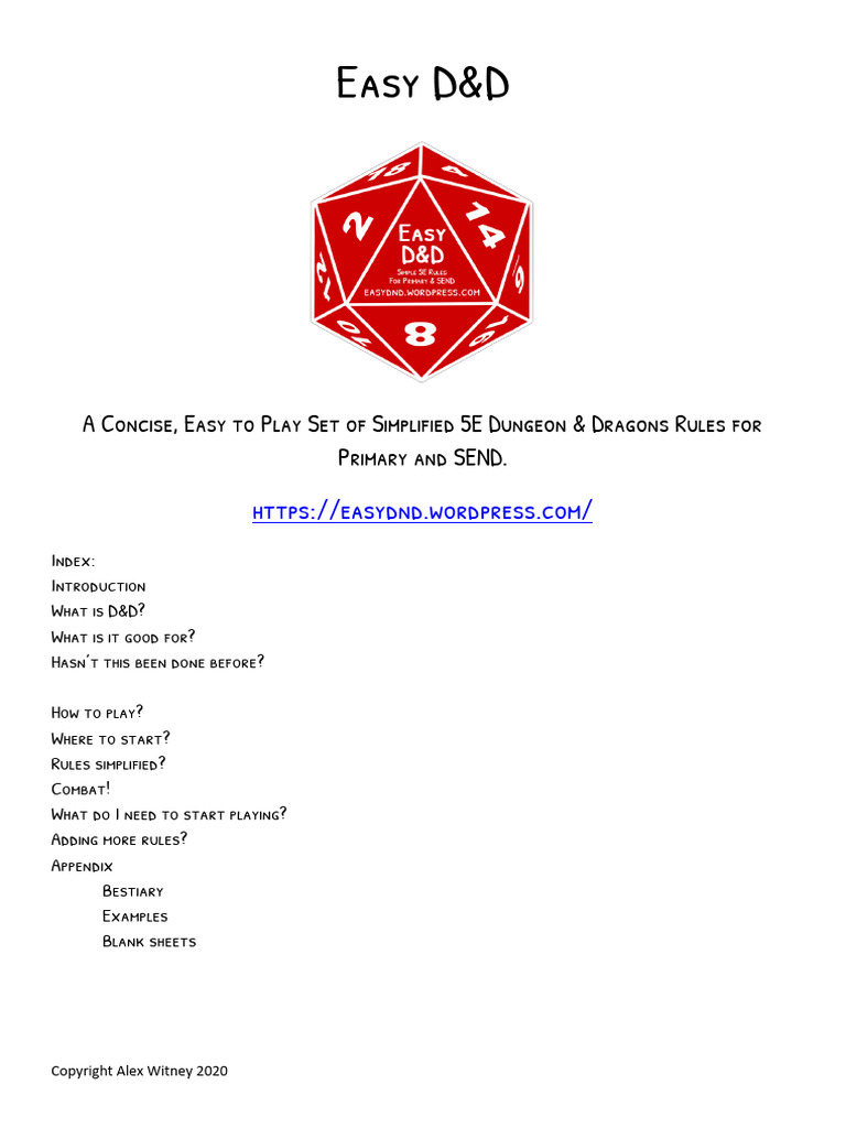 Easy DD v0.0 | PDF | Dungeons & Dragons | Fantasy Games