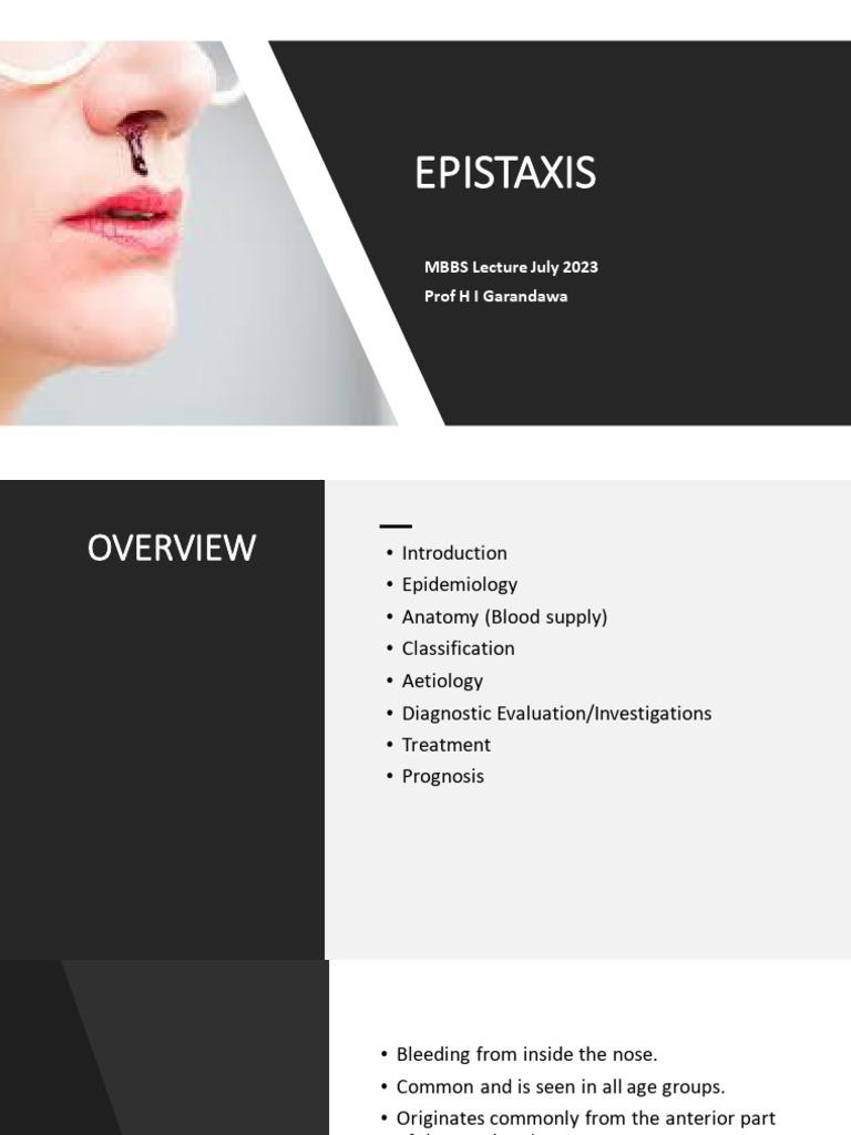 Epistaxis Lecture HI Garandawa | PDF | Human Nose | Clinical Medicine