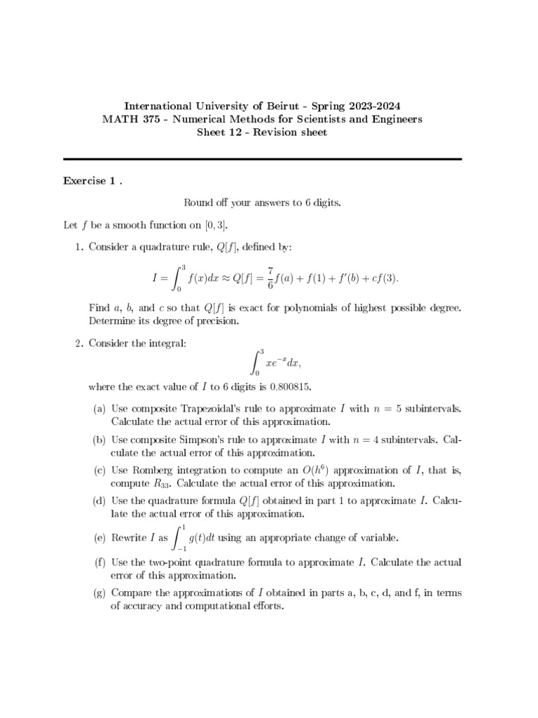 Math 375 - Practice Sheet 12-Revision Sheet | PDF | Applied Mathematics ...