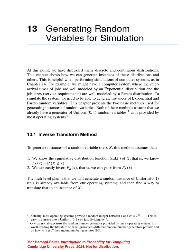 Generating Random Variables in Simulations | PDF | Probability ...