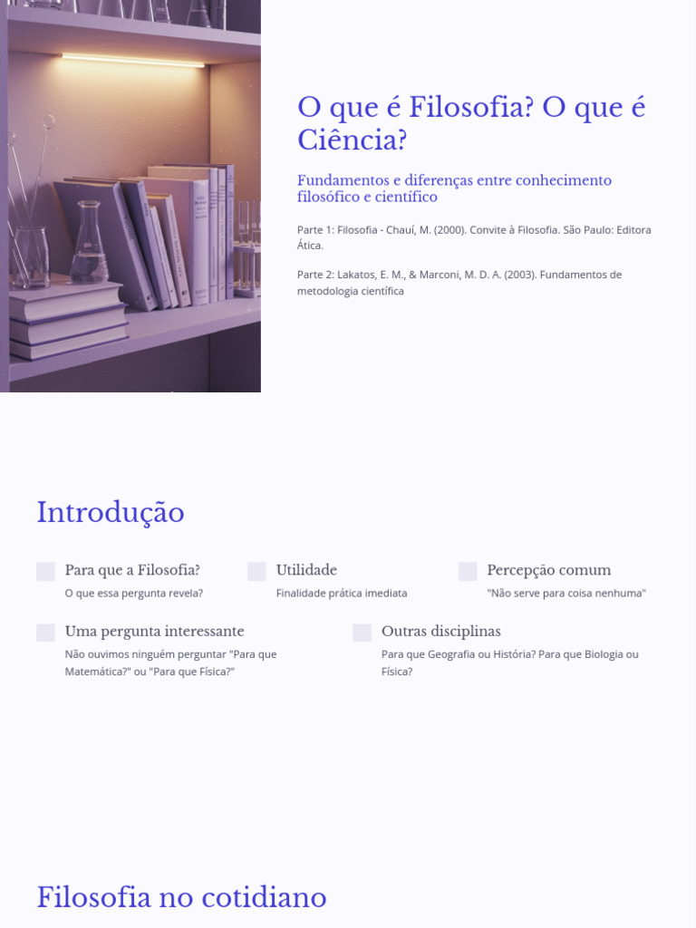 Diferenças entre Filosofia e Ciência | PDF | Science | Pensamento