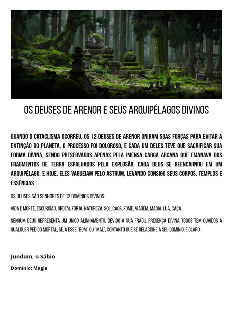 Deuses de Arenor e Seus Domínios | PDF