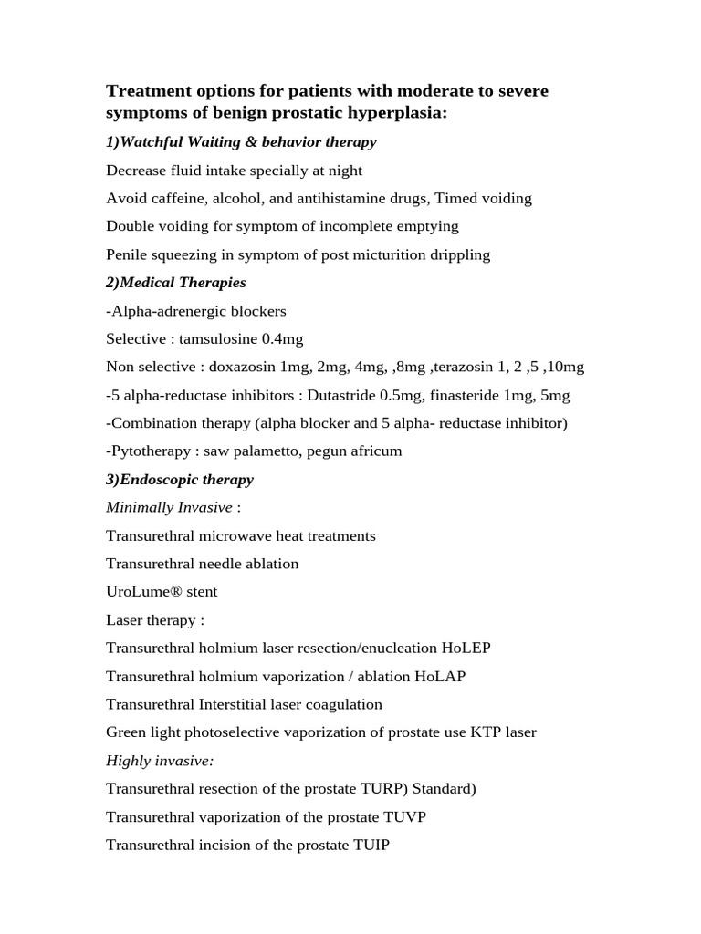 Treatment Options of BPH | PDF