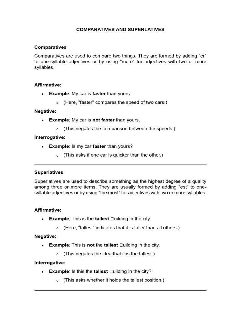 Understanding Comparatives and Superlatives | PDF