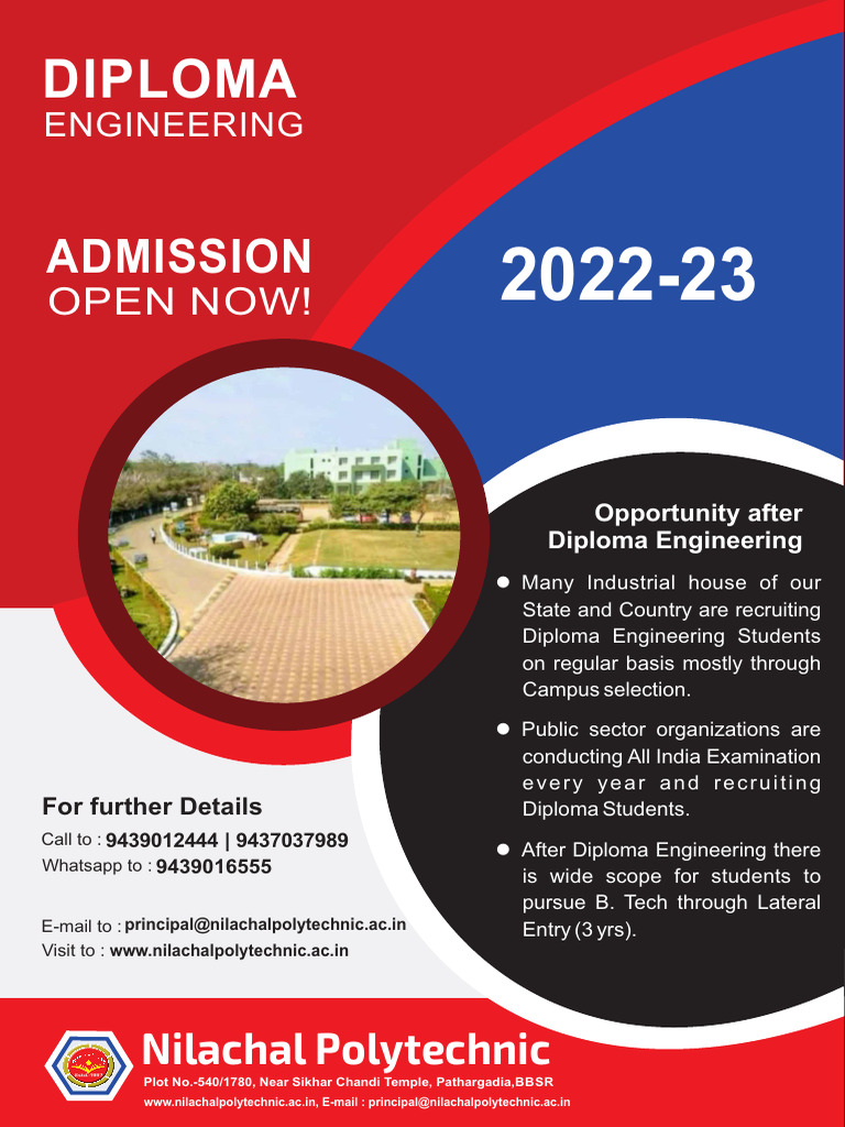 Nilachal Polytechnic Diploma Admission 2022 | PDF