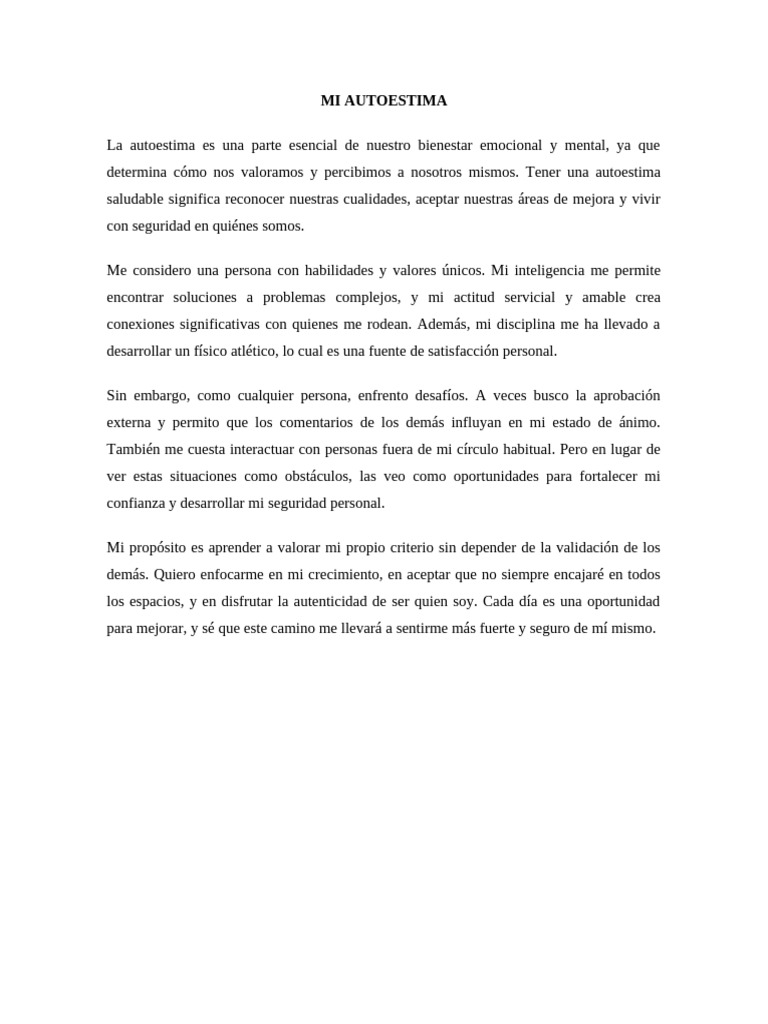 Autoestima y crecimiento personal | PDF | Autoestima | Sicología