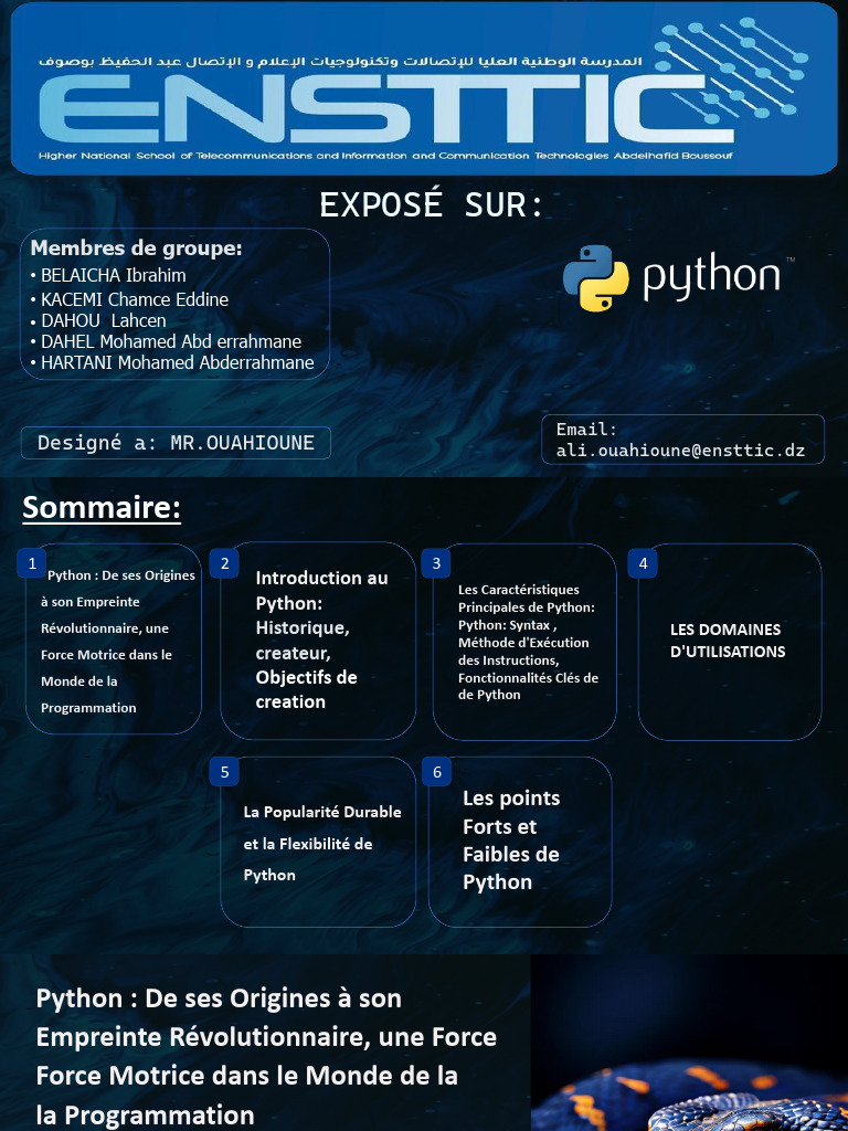 Introduction au Python et ses Applications | PDF | Python (Langage de ...