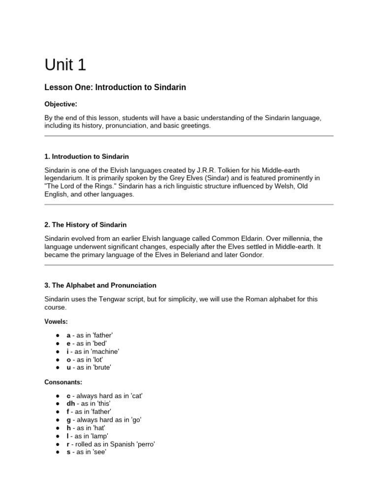 Introduction to Sindarin Language Basics | PDF | Grammatical Tense | Verb