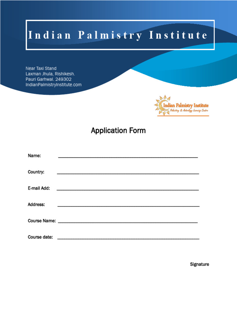 Indian Palmistry Institute Application Form | PDF