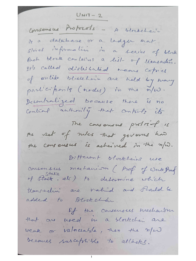 Blockchain Unit 2 Class Notes | PDF