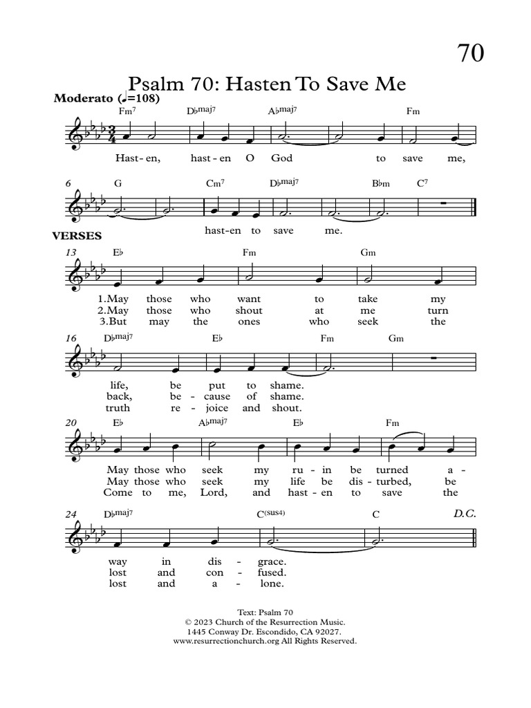 070 Psalm 70 - Full Score | PDF | Old Testament Books | Psalms