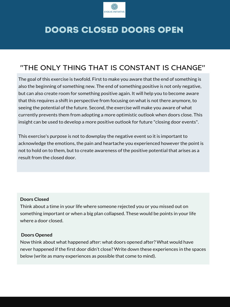 Embracing Change: Closed to Open Doors | PDF