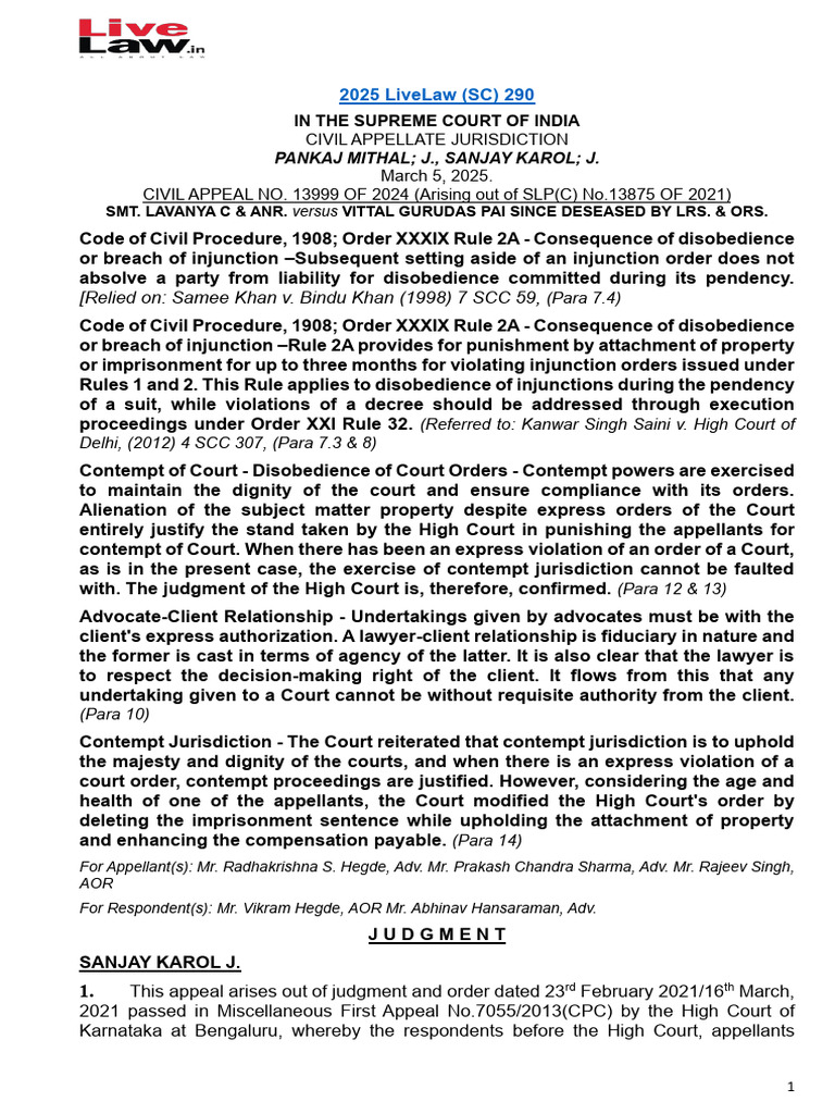 Supreme Court Ruling on Injunction Violations | PDF | Lawsuit | Lawyer