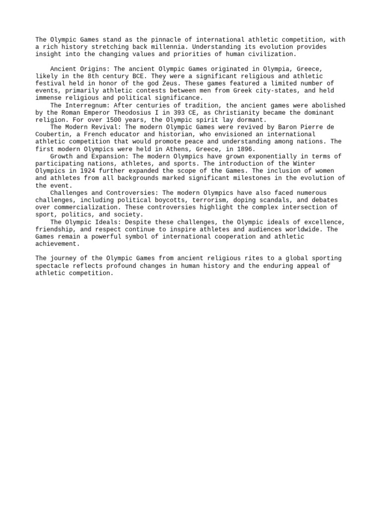 Evolution of the Olympic Games | PDF