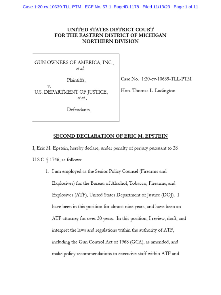 Eric Epstein's ATF Declaration Summary | PDF | National Instant ...