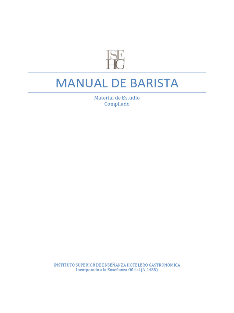 Manual de Barista: Arte y Técnicas | PDF | café | Agua