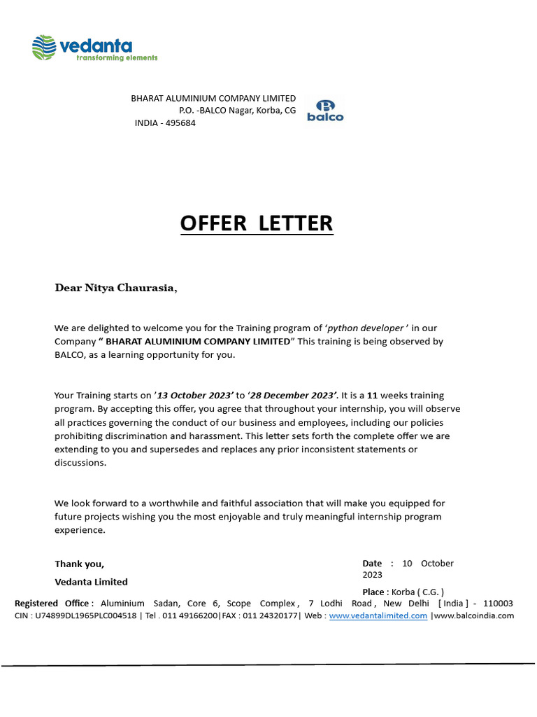 Offer Letter | PDF