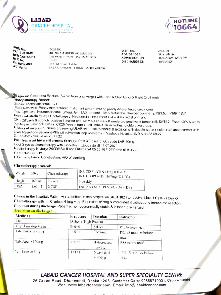 Cancer Treatment Summary Report | PDF | Chemotherapy | Colorectal Cancer