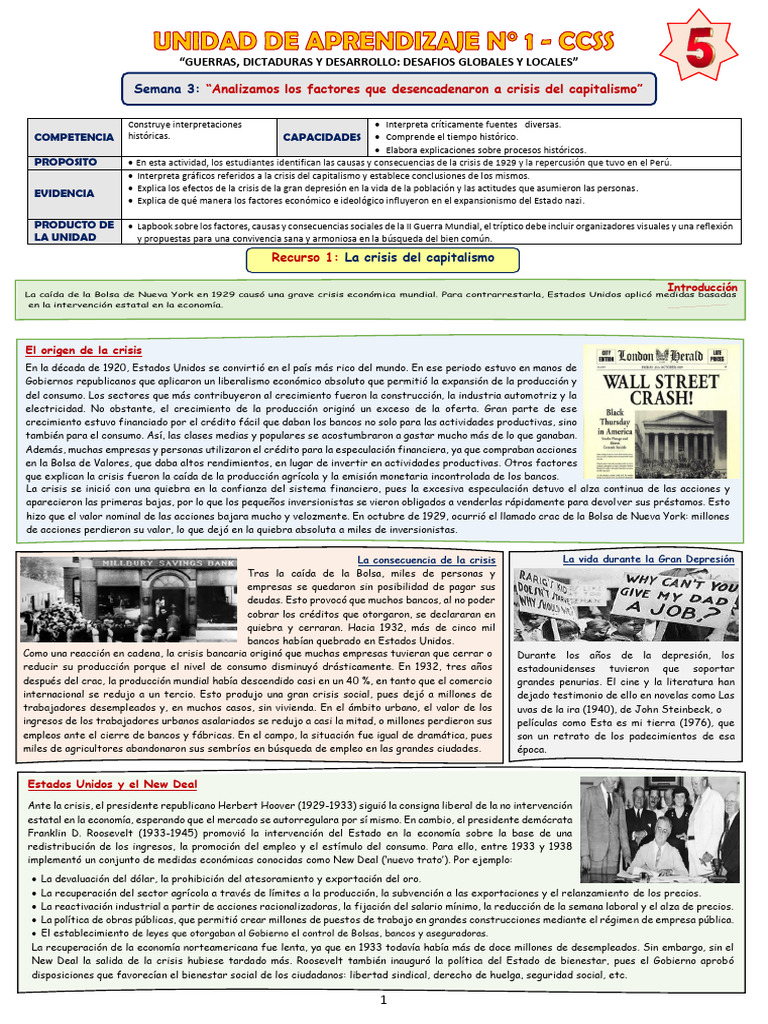 Crisis de 1929 y sus efectos en Perú | PDF | Nuevo acuerdo | Gran depresion