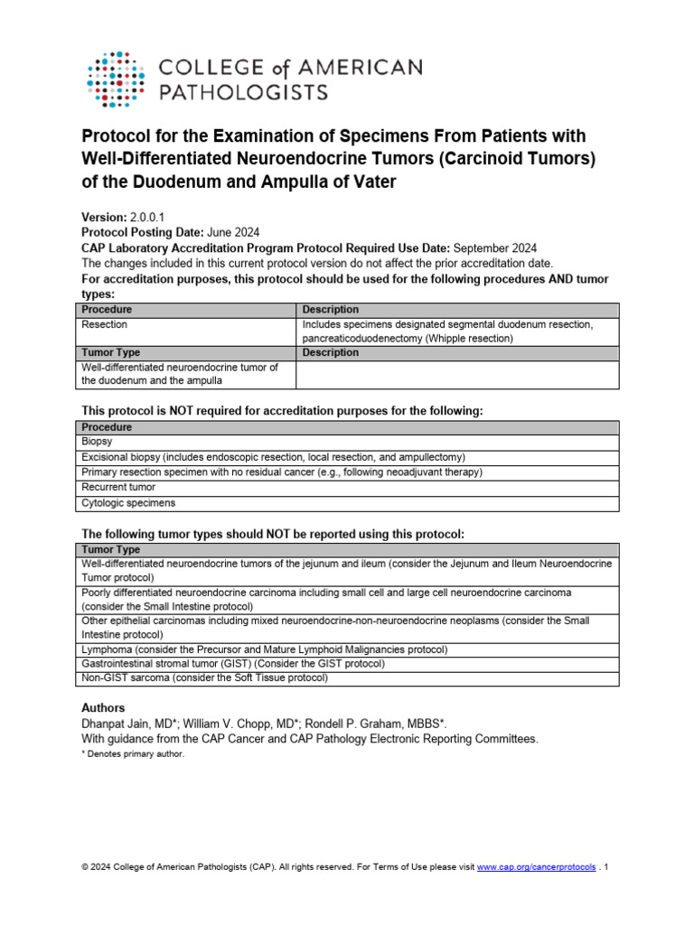 CAP Protocol for Neuroendocrine Tumors | PDF | Pancreas | Metastasis