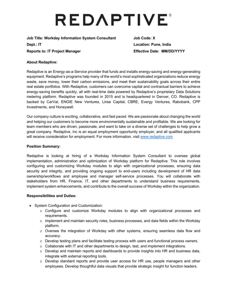 Workday Information System Consultant Role | PDF | Human Resource ...