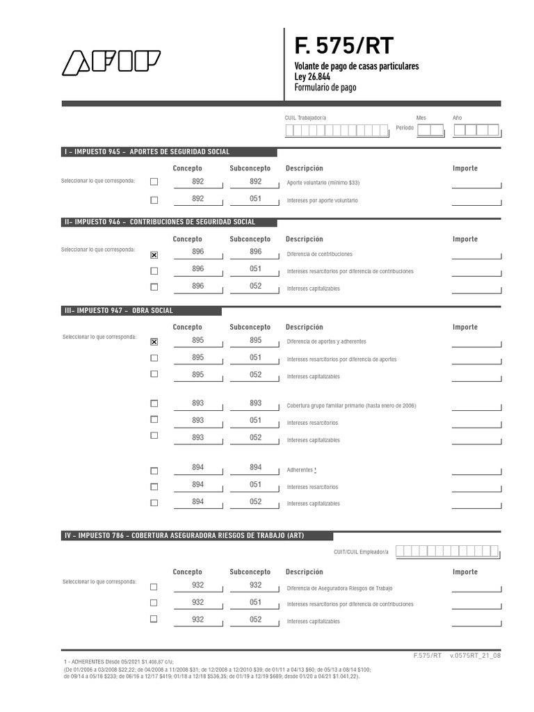 Formulario 575/RT: Guía y Valores 2025 | PDF