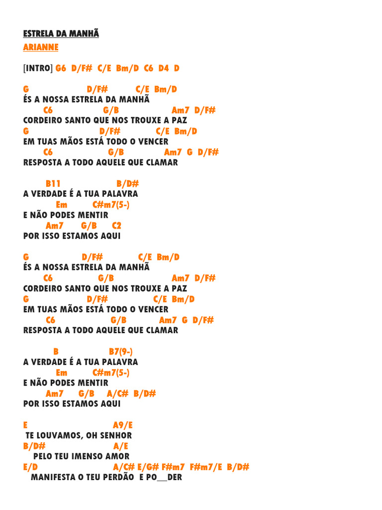 Cifras e Letra: Estrela da Manhã | PDF
