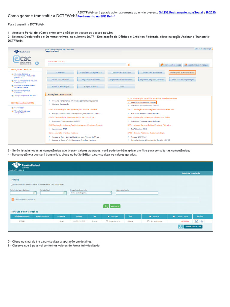 Como Gerar e Transmitir DCTFWeb | PDF