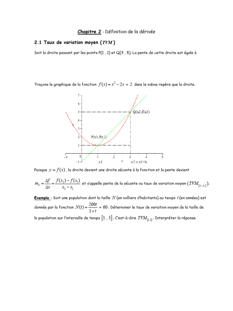 Taux de Variation : TVM et TVI | PDF | Analyse mathématique | Physique ...