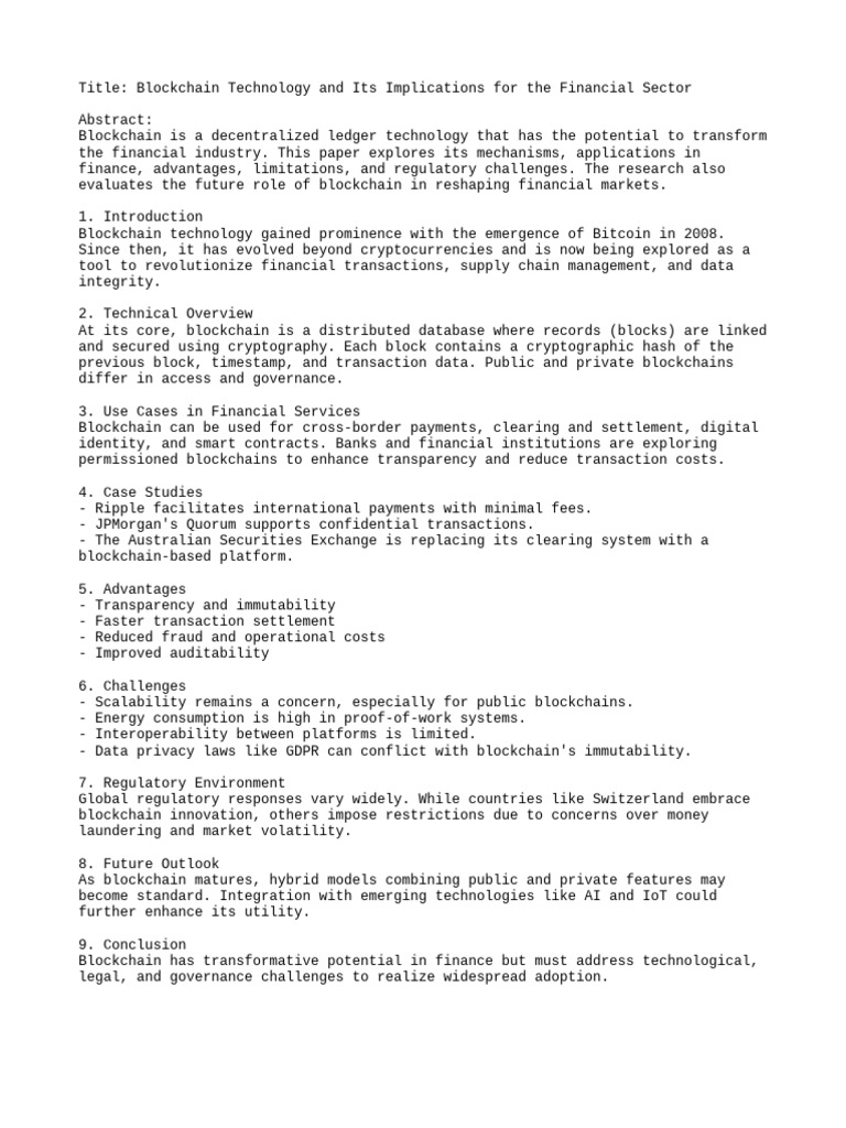Blockchain Finance | PDF