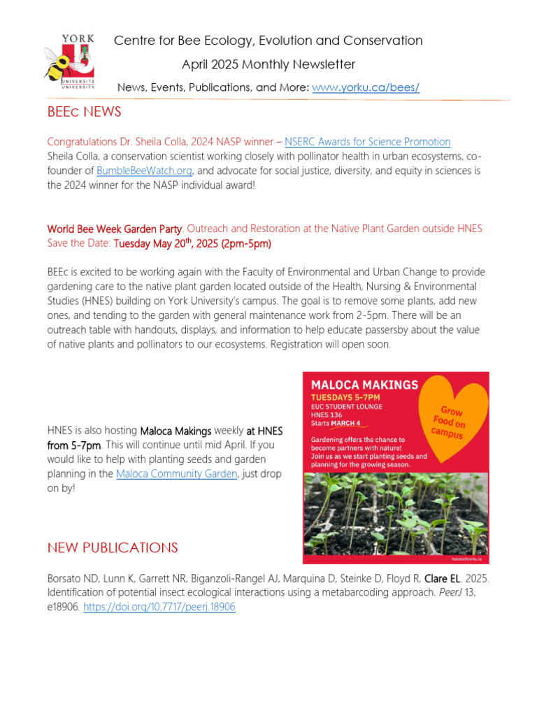 BEEc Newsletter 2025-04 - Global | PDF | Pollinators | Biology