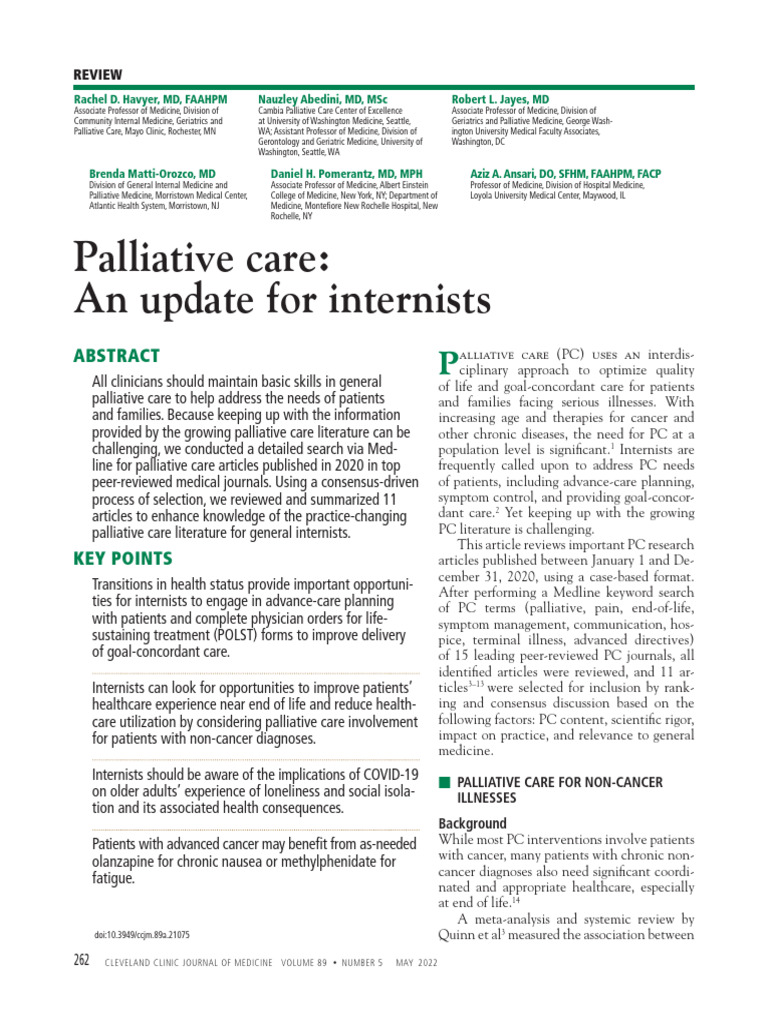 Palliative Care An Update For Internists | PDF | End Of Life Care ...