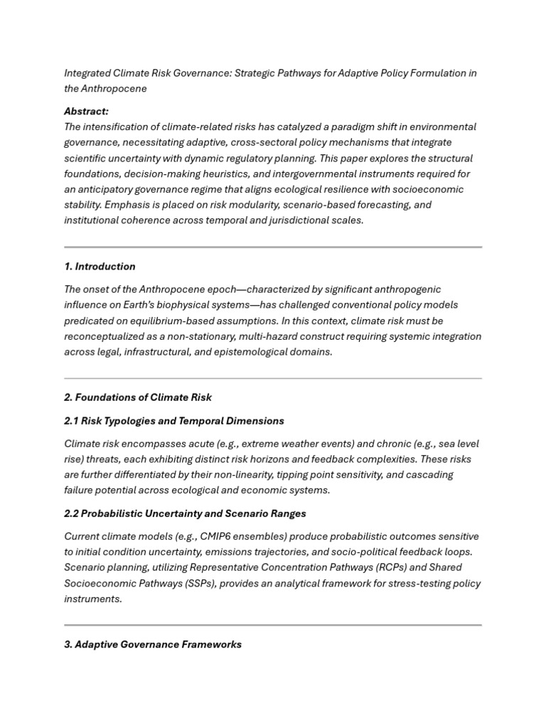 Integrated Climate Risk Governance | PDF | Governance | Policy