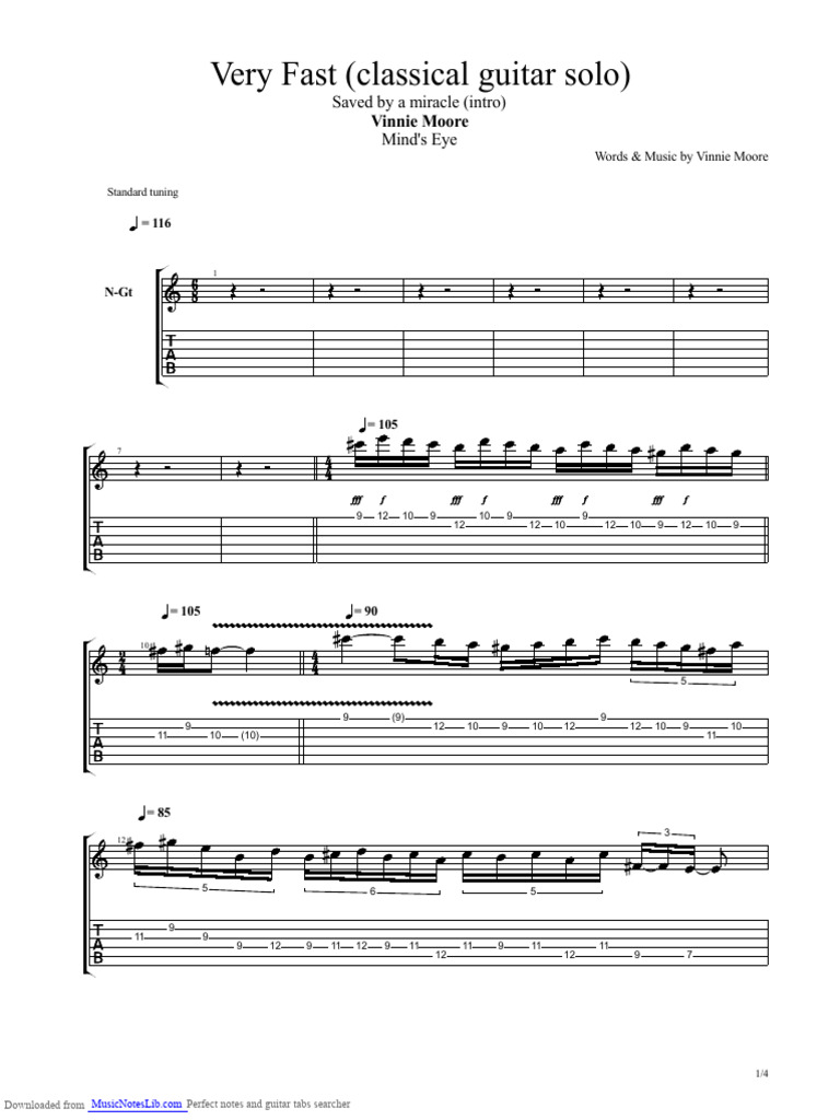 Vinnie Moore's Fast Classical Solo | PDF | Musical Instruments