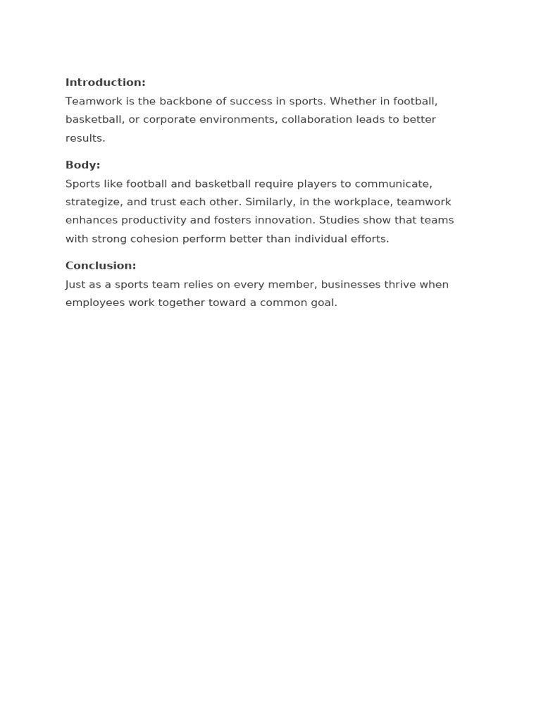 Importance of Teamwork in Sports | PDF