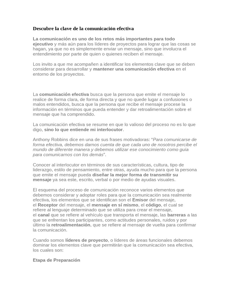 Claves para una Comunicación Efectiva | PDF | Comunicación ...