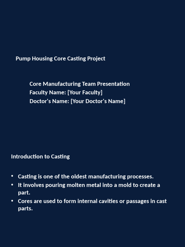 Pump Housing Core Presentation Styled | PDF