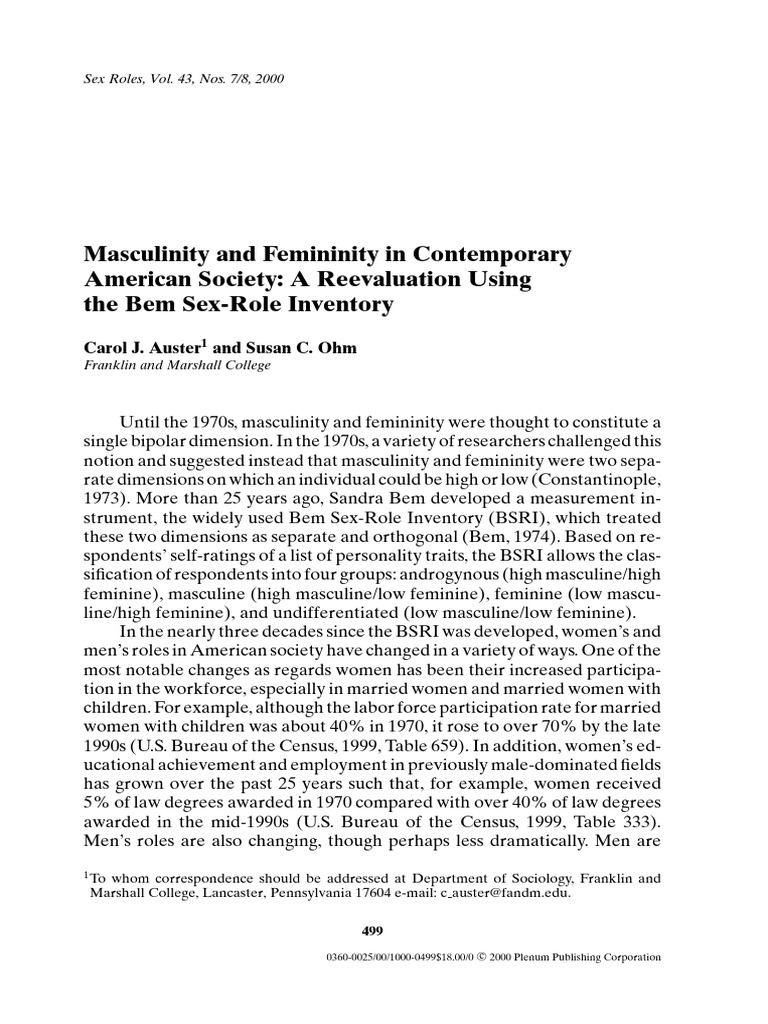 Reevaluating Masculinity and Femininity | PDF | Psychology | Sexism
