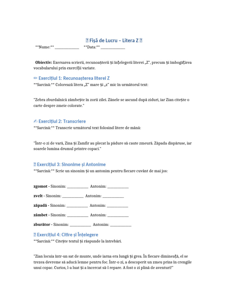 Fisa Litera Z Design Final | PDF