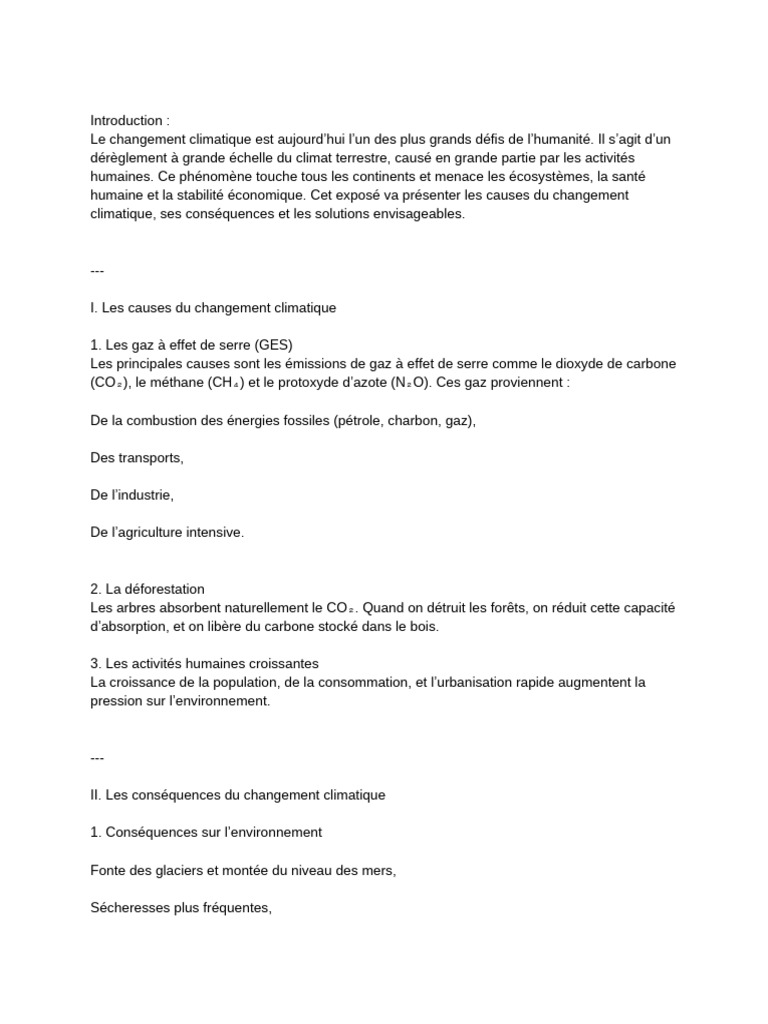 Causes et solutions du changement climatique | PDF | Changement ...
