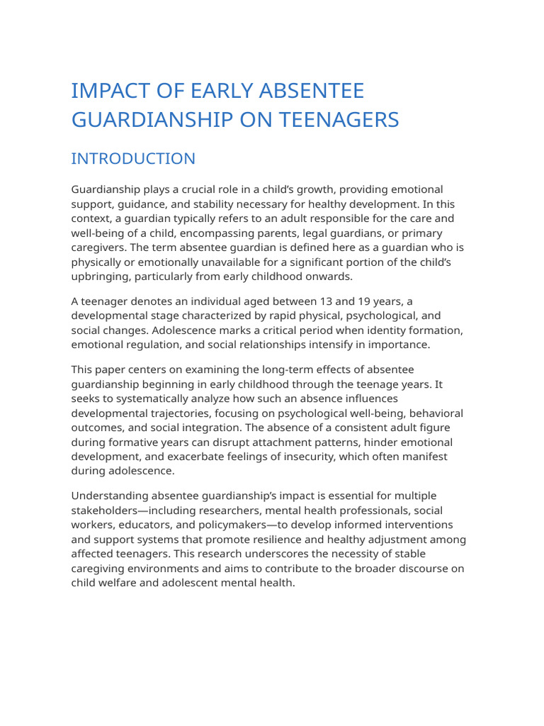 Effects of Absentee Guardianship on Teens | PDF | Attachment Theory ...