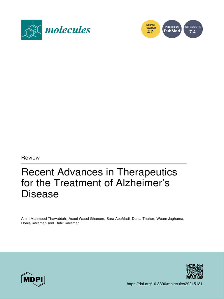 Recent Advances in Therapeutics For The Treatment of Alzheimer's ...