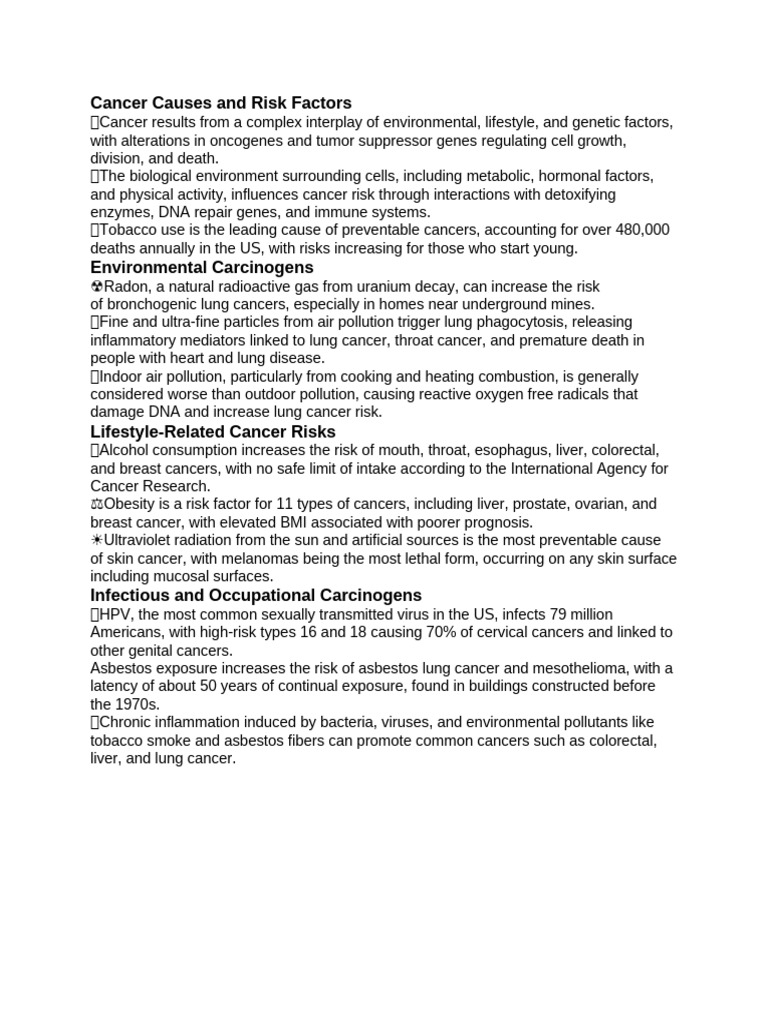 Cancer Causes: Risk Factors Explained | PDF