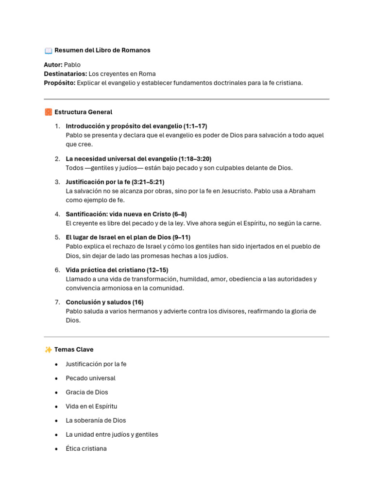 ? Resumen Del Libro de Romanos | PDF