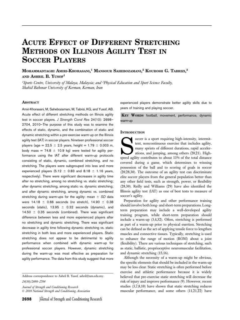 Acute Effect of Different Stretching Methods on.17ILLINOIS AGILITY ...