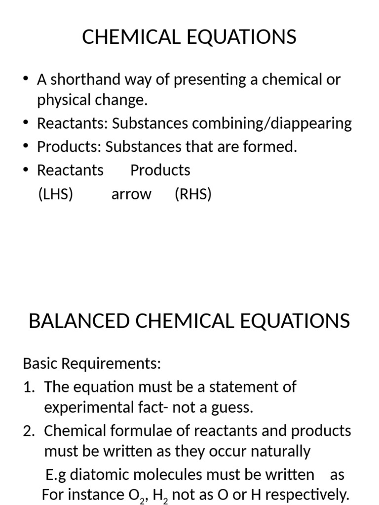 Understanding Chemical Equations | PDF | Chemical Reactions | Chemical ...