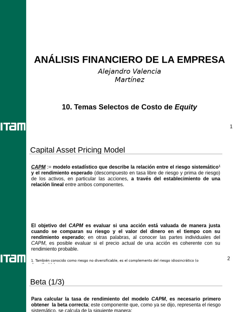 Análisis del Modelo CAPM y Betas | PDF | Modelo de fijación de precios ...