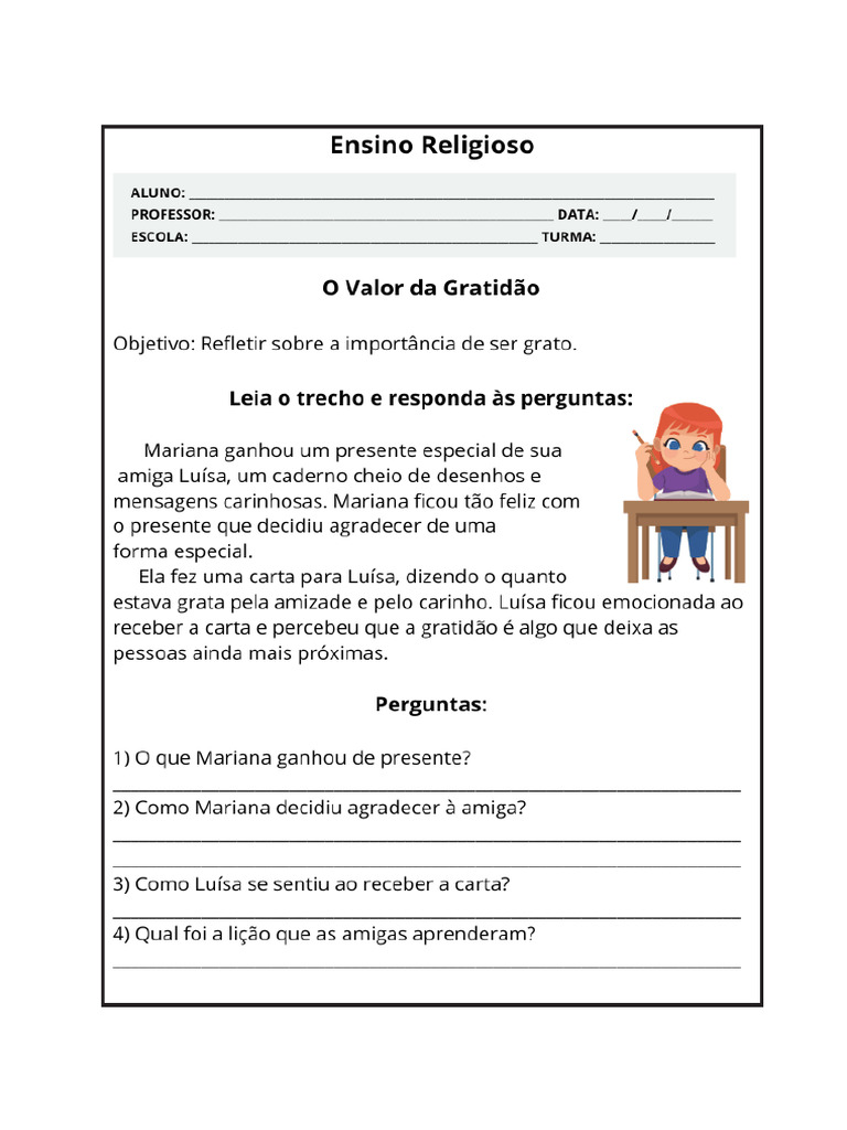 Atividades Ensino Religioso 2o Ano Imprimir Valores 15 | PDF
