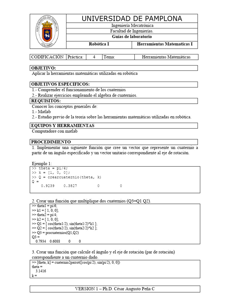 Guia Lab 4 Bases Matematicas II | PDF | Rotación | Matemáticas