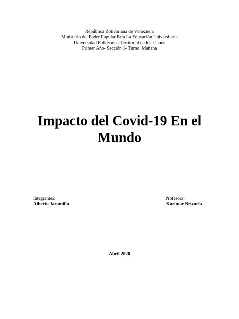 Impacto del Covid-19 en Economía, Salud y Educación | PDF | Pandemia ...